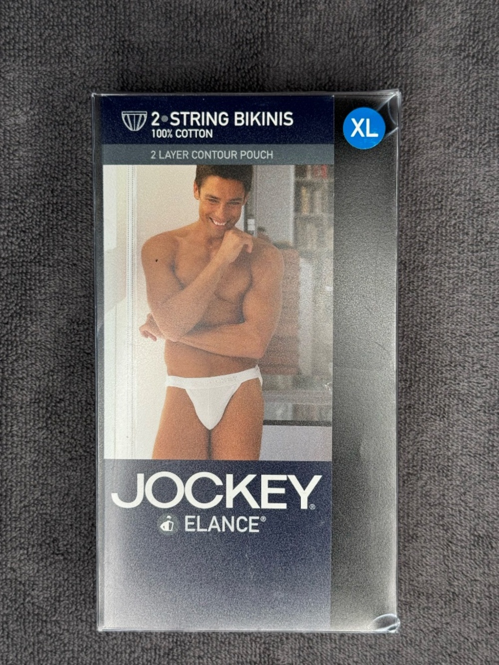 Vintage Rare Men's Jockey Elance String Bikini Briefs - solid black waistband